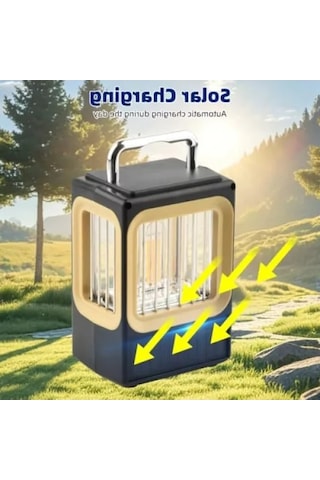 Vintage Dimmer Led Kamp Lambası - Suya Dayanıklı, Usb Şarjlı Açık Ahşap