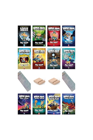 Köpek Adam Serisi / 12 Kitap Tam Seti / 8-12 Yaş Hikaye / Çizgi Roman + Tablet Tutucu+ Takip Ayracı