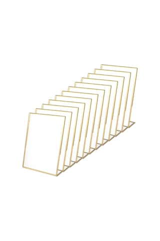 12 Adet Tabela Tutucu, Dikey Tutucu İle Çift Taraflı Altın Fotoğraf Çerçevesi