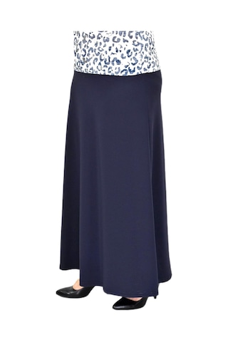 Kadın Uzun Lastikli Kloş Etek Bgl-st04728 Lacivert