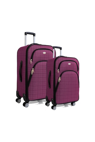 Gedox Orta Ve Kabin Boy Valiz Seti 4 Teker Kumaş Valiz Mor 1081