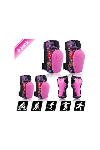 Geeksen Kız Çocukları İçin Pembe Spor Koruyucu Seti Dirsek, Diz, Bilek Koruyucuları M Beden 8-12 Yaş - Bisiklet, Kaykay, Scooter İçin Tüm Yönlü Koruma Pembe
