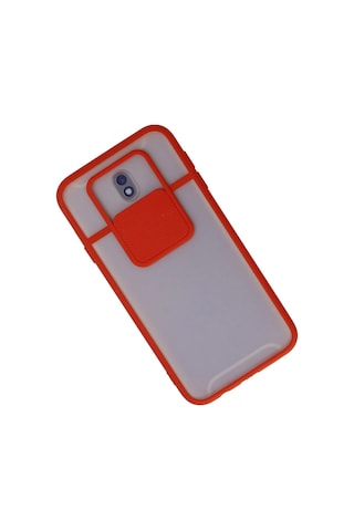 Newface Samsung Galaxy Uyumlu J7 Pro / J730 Kılıf Palm Buzlu Kamera Sürgülü Silikon Semeglbl - 63 - Kırmızı