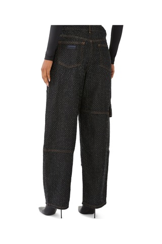 Ganni Şık Fluffy Denim Işçi Jean Pantolon Siyah