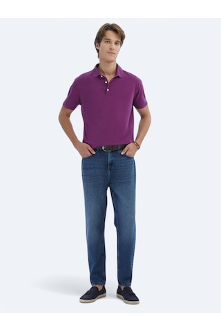 Kip Mürdüm Düz Polo Yaka %100 Pamuk T-shirt MÜRDÜM