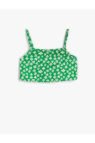 Koton Çiçekli Crop Atlet İnce Askılı Yeşil Desenli 2skg30051ak