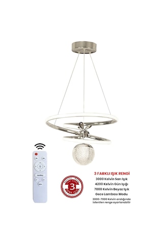 Ransom 3 Renk Toplu Kumandalı Krom Gümüş Dimmerli Led Avize Galaksi Ledli Avize Gri