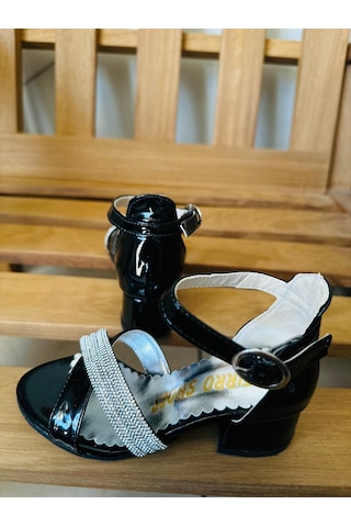 Gala Önü Çapraz Çocuk Topuklu Ayk Siyah