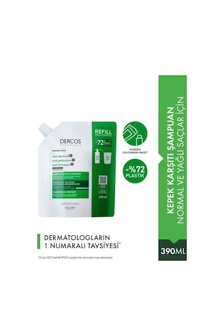 Vichy Dercos Normal/yağlı Saçlar Için Saç Bakım Şampuanı Yeniden Dolum Paketi 390 Ml