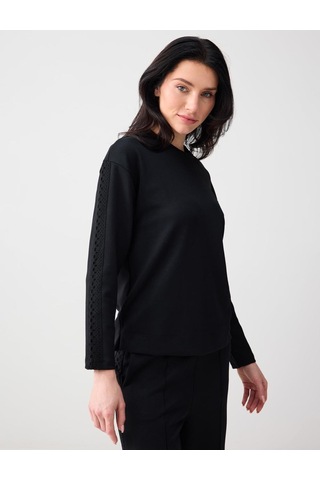 Jimmy Key Jimmy Key Siyah Rahat Kesim Bisiklet Yaka Örme Modal Sweatshirt 6sw235632900