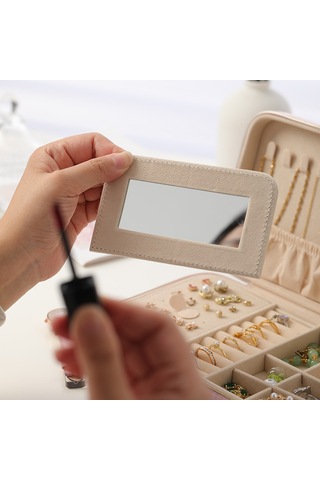 Aynalı Fermuarlı Takı Organizer - Seyahat Dostu Takı Kutusu