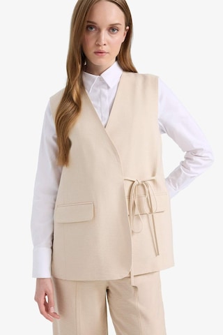 DeFacto V Yaka Bağcıklı Basic Düz Blazer Yelek E4358AX25SPBG702 Bej