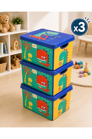 Style Box Dude Dekoratif Oyuncak Kutu Seti - 3x 20 Litre Çok Renkli
