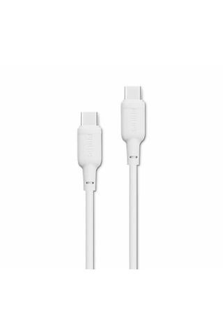 Philips DLC6541CW/00 USB-C – USB-C Hızlı Şarj Kablosu, 60W PD, 1.2 Metre, Silikon Kaplama, Beyaz