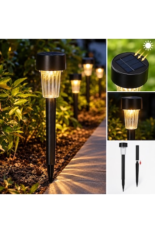 10 Adet Güneş Enerjili Gün Işığı Aydınlatma Led Dekoratif Toprak & Çime Saplama Kazıklı