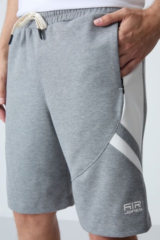 Tommy Life Gri Melanj Pamuklu Kalın Yumuşak Dokulu Standart Fit Basic Erkek Şort - 81281 GRI MELANJ