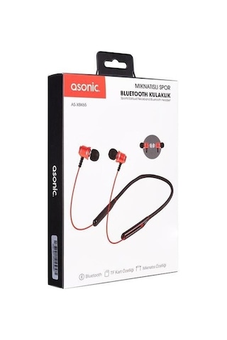 Asonic AS-XBK65 Boyun Askılı Mıknatıslı Bluetooth 5.0 + Tf Kart Spor Kulak İçi Kulaklık