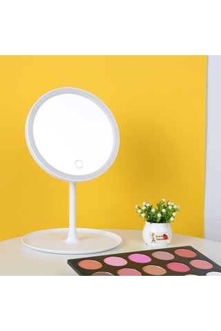 Vkemall Şarj Edilebilir Yuvarlak Makyaj Aynası L-ed Işık Ekran Anahtarı Çıkarılabilir Ta