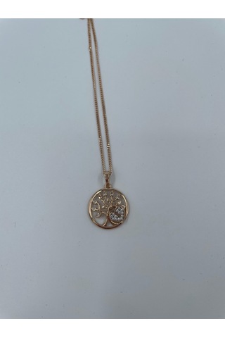 Xbaby İnce Zincirli Kalpli Rose Gold Hayat Ağacı Kolye Altın - Gümüş