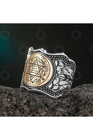 Gümüş Mühr-Ü Süleyman Motifli Zihgir Yüzük Ayarlanabilir Ölçü - 556387887