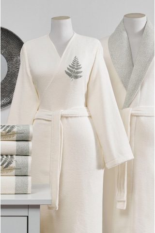 Özdilek Cotton Bliss Aile Bornoz Seti Krem Yeşil Krem