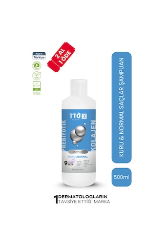 Tto X Kuru ve Normal Saçlar Için Şampuan Kolajen ve Prebiyotik 500Ml