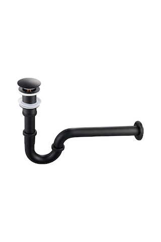 Pop-up Basmalı Paslanmaz Çelik Metal Lavabo Sifonu Ksf101 Mat Siyah Genel
