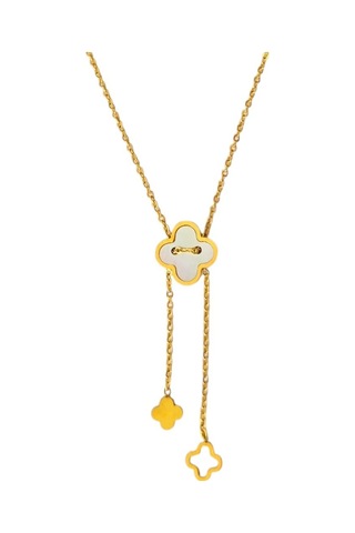 Yonca Figürlü Ayarlanabilir Çelik Kolye Altın