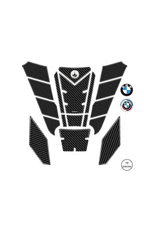 Bmw F750 Gs 2025 İle Uyumlu Kaydırmaz 6d Karbon 19 Parça Tank Pad Seti Gc69 KARBON