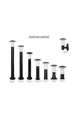 MANTAR 80 CM BAHÇE YOL AYDINLATMASI ZİTA SET ÜSTÜ BAHÇE DİREKLERİ Siyah