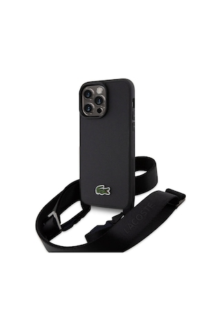 Apple Uyumlu iPhone 15 Pro Max Kılıf Lacoste Lisanslı Pu Pike Desen Askılı İkonik Timsah Logo Yeşil