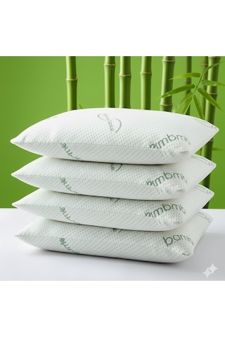 Heyner 4 Adet 1200 Gram Bamboo Yastık 50x70 Visco Bambu Yastık 4'lü Paket Ortopedik Yastık Fermuarlı Yeşil