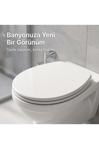 Lexroo Klozet Kapağı Beyaz Sert Plastik Standart Ölçü Montaj Aparatları Dahil Kolay Temizlenen