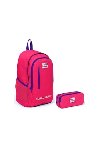 Coral High Sport Neon Mercan Okul Çantası ve Kalemlik Seti - Orta