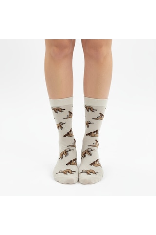 Gost Liria Sloth Socks Desenli Unisex Soket Çorap EKru