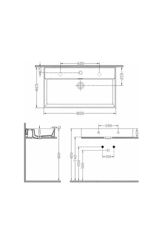 Dura Niva Kare Çanak Lavabo 80x46,5 Cm Tezgah Üstü Batarya Delikli Beyaz 5254