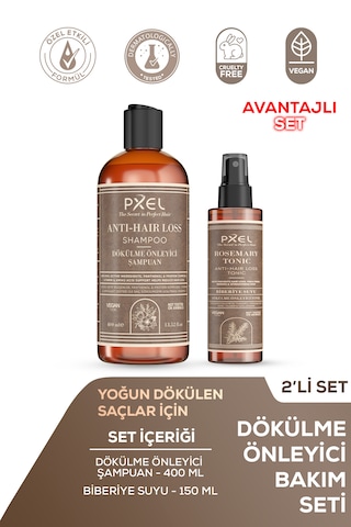 Pxel Dökülme Karşıtı Şampuan - Biberiye Suyu Tonik 2 Li Set
