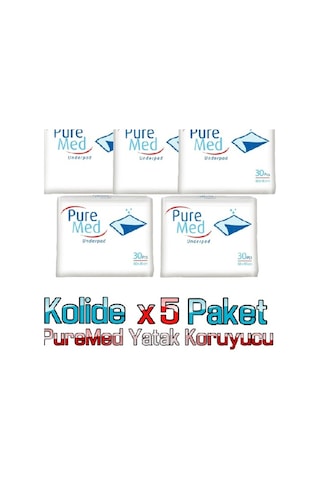 Puremed 60 x 90 CM Hasta Altı Bezi Serme Yatak Koruyucu 30'lu x 5 150 Adet Puremed 60 x 90 CM Hasta Altı Bezi Serme Yatak Koruyucu 30'lu x 5 150 Adet