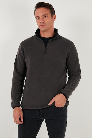 Buratti Slim Fit Yarım Fermuarlı Dik Yaka Erkek Polar 5906003 Füme