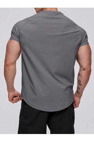 Genius Store Erkek Spor Tişört Running Sports Gym Reglan Oval Kesim Penye T-shirt Ovalt-shirt Füme