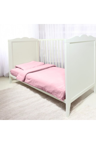 Joyous Mom Kids 4 Katlı Müslin Nevresim Takımı Organik Bebek Uyku Seti Pembe