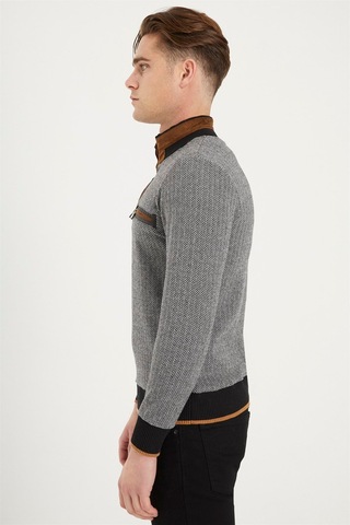 1039 Dewberry Erkek Sweatshırt-desenli Siyah Desenli Siyah