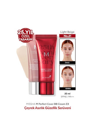 Missha Yoğun Kapatıcılık Sunan BB Krem M Perfect Cover BB Cream Ex No: 21 20 ML