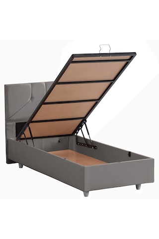 Wick Tek Kişilik Baza Başlık Letto Yatak Seti - Gri 100 x 200
