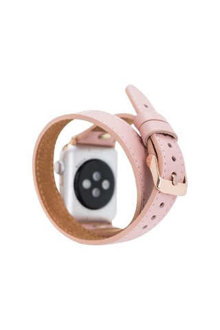 Alpıne Double Tour Blush Pink Hakiki Deri Apple Uyumlu Watch Kordonu - 44/45/46/49mm