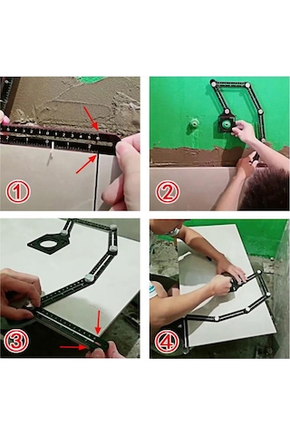 Alüminyum Alaşım Delik Şablon Cetveli Fayans Granit Ölçme Cetveli