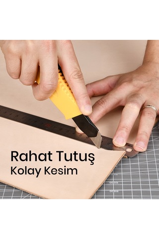 Delı Profesyonel Kırılabilir Maket Bıçağı 18mm Sk5 Kilit Mekanizmalı, Sarı