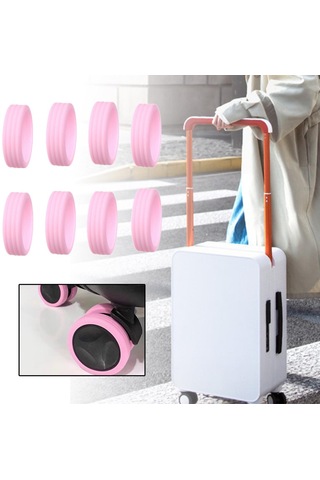 Homyl 8 Adet Bagaj Bavul Tekerlekleri Kapak Düşük Gürültü Pembe