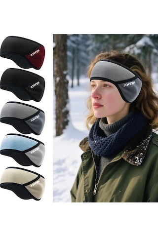 Primepickings Mavi Gri Rüzgar Korumalı Unisex Kulaklık Koşu Kayak Bisiklet Mavi Gri