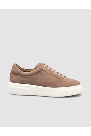 %100 Hakiki Deri Krem Kadın Sneaker Krem
